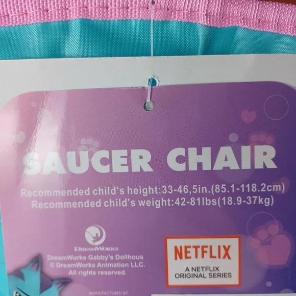 RARE Saucer Chair Foldable 19" Toddler Gabby's Dollhouse Comfy Seat Chair - Picture 6 of 9